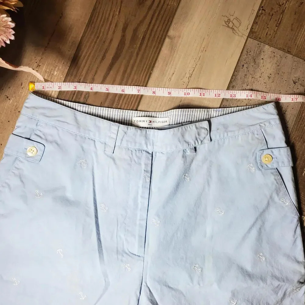 Tommy Hilfiger Women's Blue Embroidered Cropped Golf Pants Size 10 - Picture 8 of 12